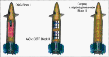Внешний вид трех вариантов снаряда ХМ982