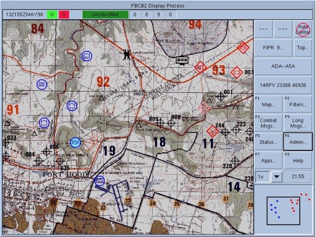 Отображение тактической обстановки на фоне электронной карты местности.